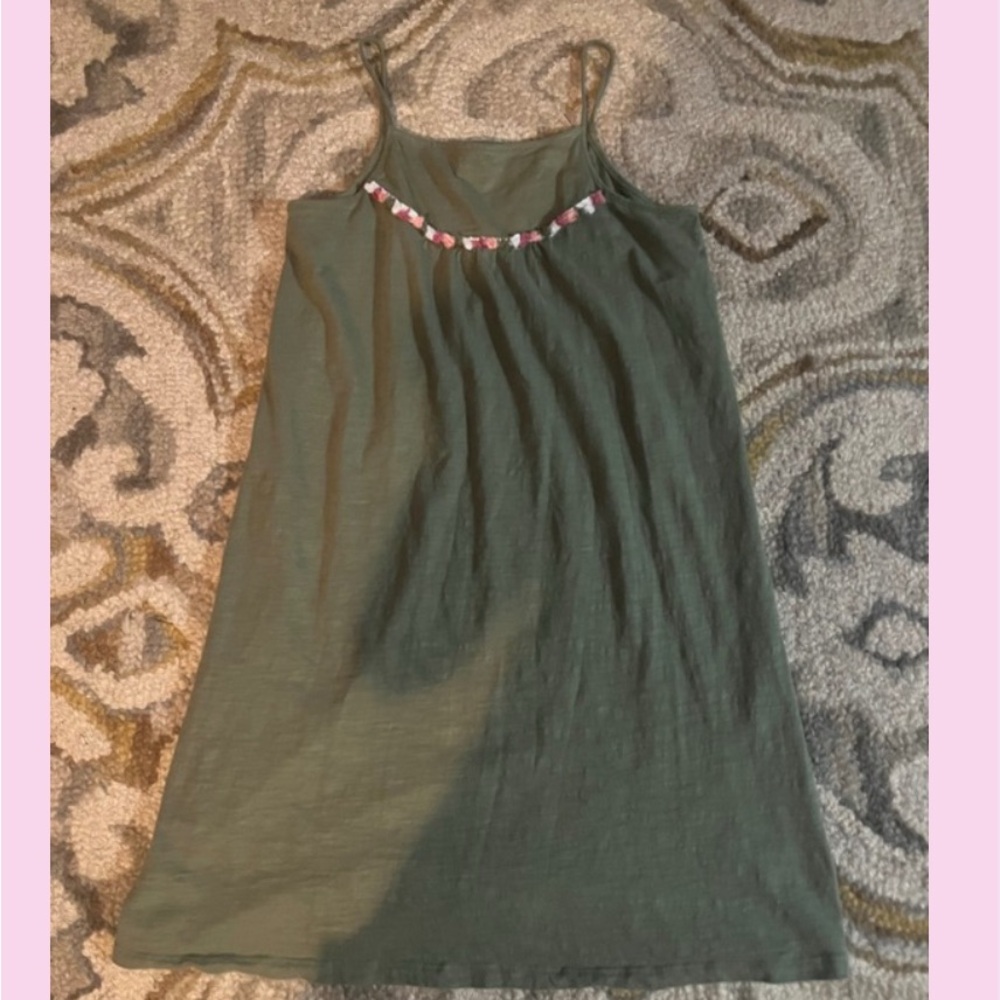 Old Navy Olive Green Kids Dress with Pink Accents